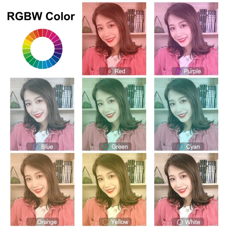 PULUZ 7.9 inch 20cm USB RGB Dimmable LED Dual Color Temperature LED Curved Light Ring Vlogging Selfie Photography Video Lights with Phone Clamp, 7.9 inch RGBW