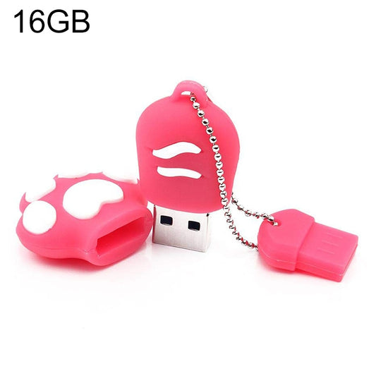 16GB Bear Paw Shaped Silicone USB 2.0 Flash Disk with Anti Dust Cup, 16GB (Red Plum)