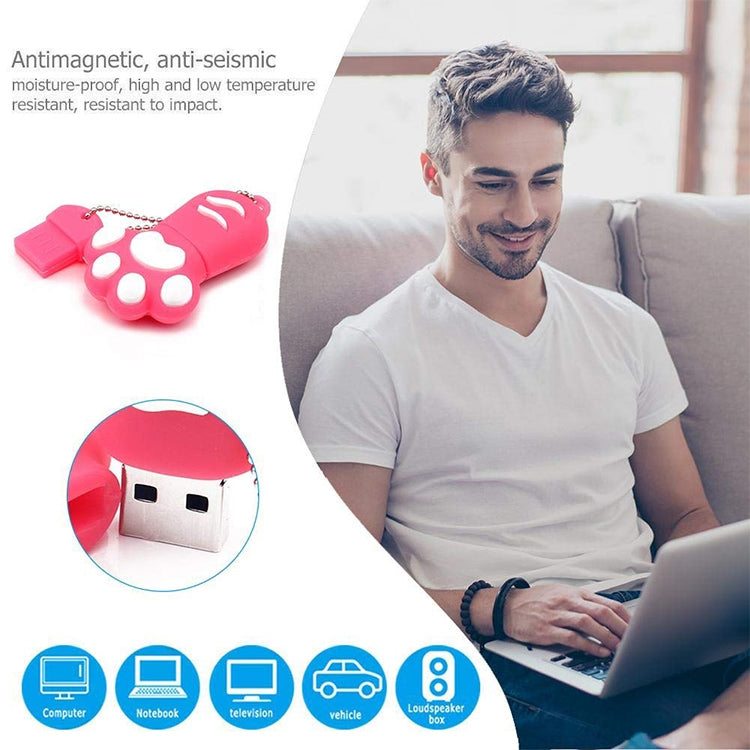 16GB Bear Paw Shaped Silicone USB 2.0 Flash Disk with Anti Dust Cup, 16GB (Red Plum)