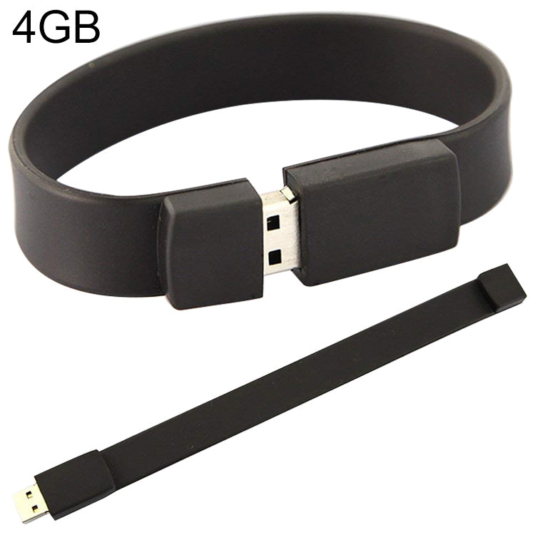 4GB Silicon Bracelets USB 2.0 Flash Disk, 4GB (Black)