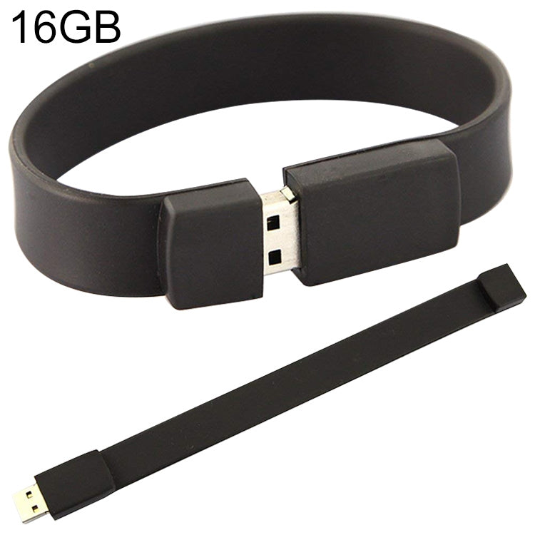 16GB Silicon Bracelets USB 2.0 Flash Disk, 16GB (Black)