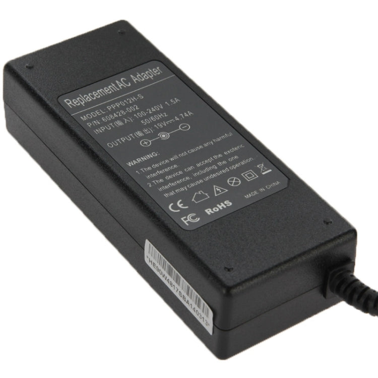 90W 19V 4.74A AC Adapter for HP Laptop, Output Tips:  4.8mm x 1.7mm
