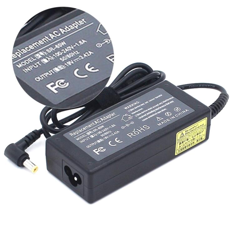 PA-1650-22 65W 19V 3.42A AC Adapter for Gateway Laptop, Output Tips: 5.5mm x 2.5mm