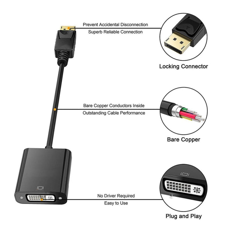 Display Port Male to DVI 24+1 Female Adapter Cable, Length: 20cm