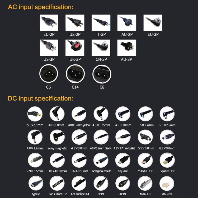 AC 19V 4.74A Power Adapter for Samsung Laptop, Output Tips: 5.5mm x 3.0mm