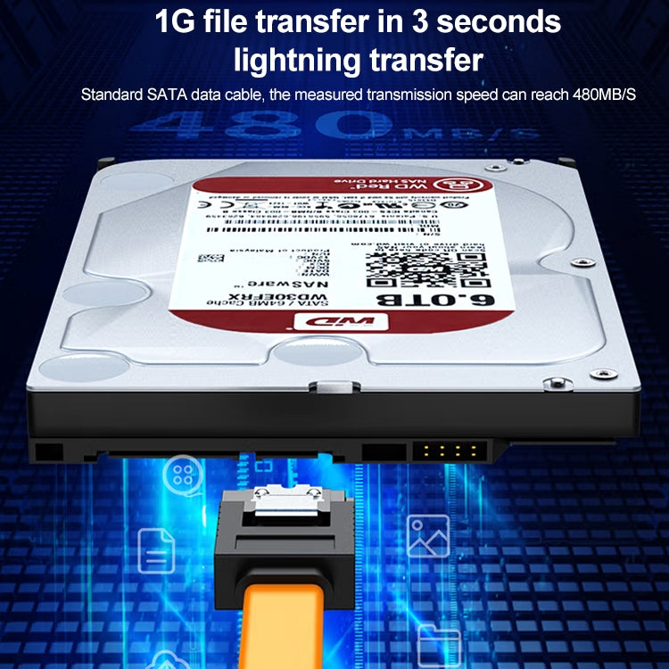 Serial SATA Data Cable,With Metal Clip, Length: 40cm, Orange