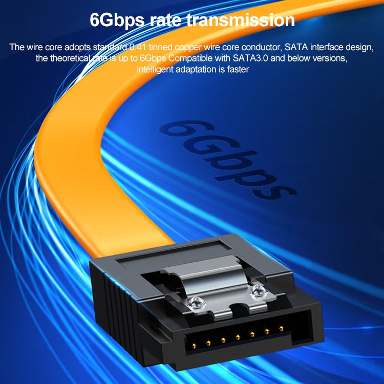 Serial SATA Data Cable,With Metal Clip, Length: 40cm, Orange