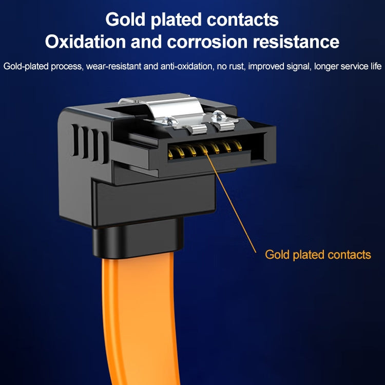 Serial SATA Data Cable,With Metal Clip, Length: 40cm, Orange