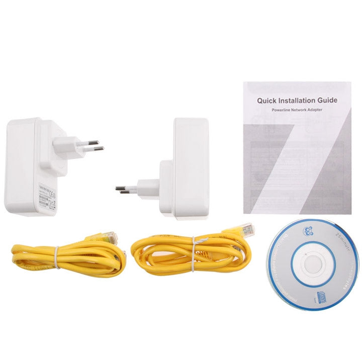 2 PCS 500Mbps Powerline Network Mini Homeplug AV Ethernet Bridge, 7HP150, EU Plug