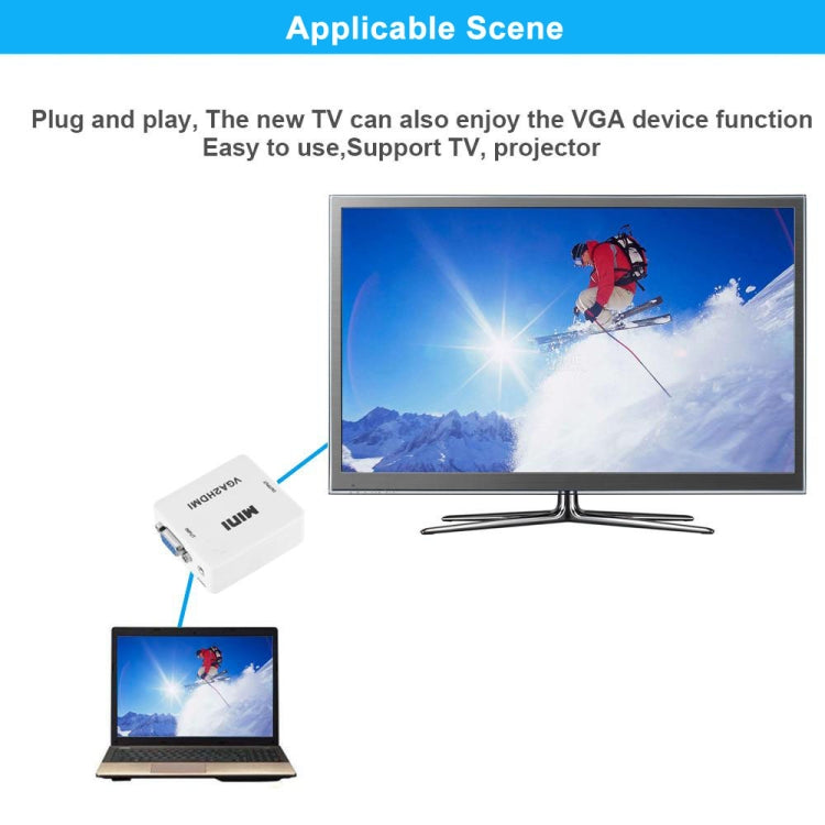 HD 1080P HDMI Mini VGA to HDMI Scaler Box Audio Video Digital Converter