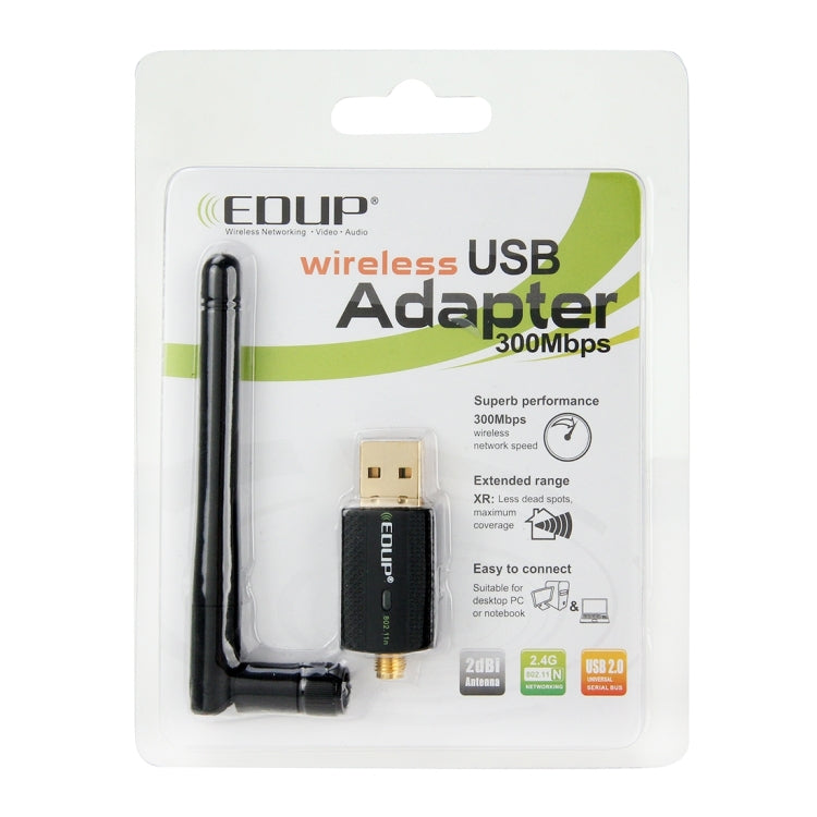 EDUP EP-N1581 Mini USB Wifi 802.11n/g/b 300Mbps 2.4GHz Wireless Adapter External Antenna