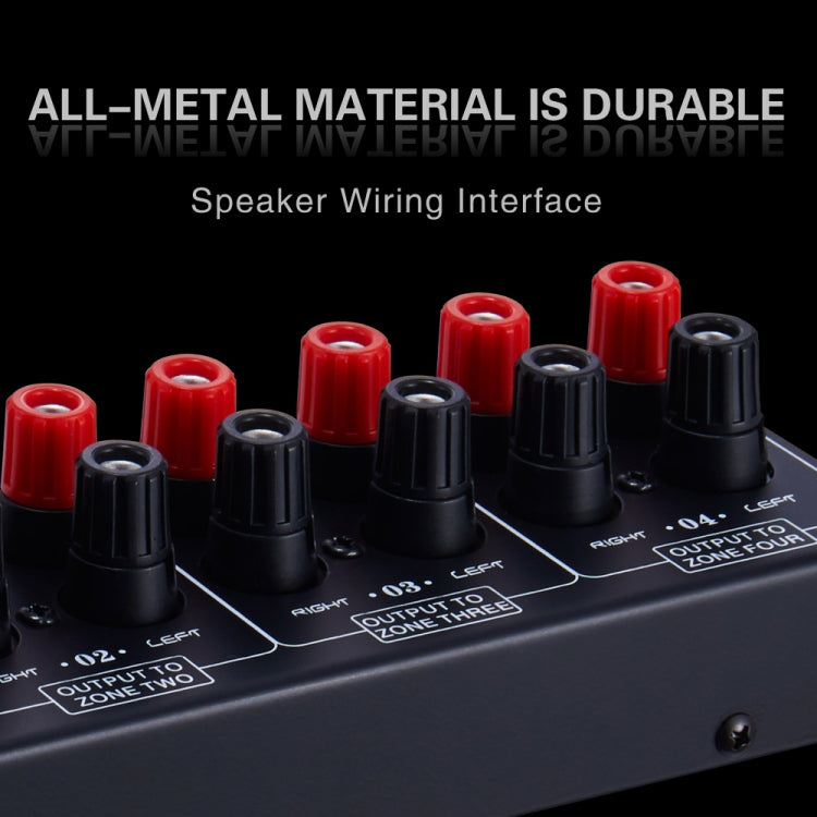 1 In And 4 Out Amplifier Sound Speaker Distributor, 4-Area Sound Source, Signal Distribution Panel, Single Audio Input, 300W Per Channel