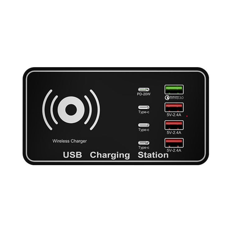 A7 High-power 100W 4 x PD 20W + QC3.0 USB Charger +15W Qi Wireless Charger Multi-port Smart Charger Station