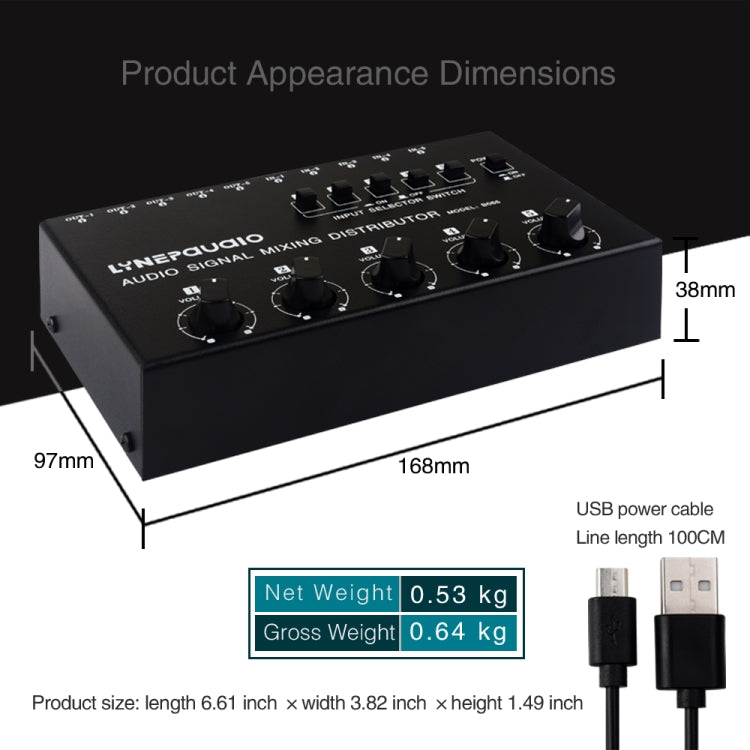 5 In 5 Out Audio Signal Selector Sound Mixing Distribute Device Input Independent Switch