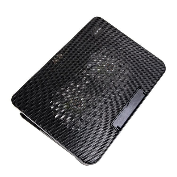 N99 USB Dual Fan Hollow Carved Design Heat Dissipation Laptop Cooling Pad