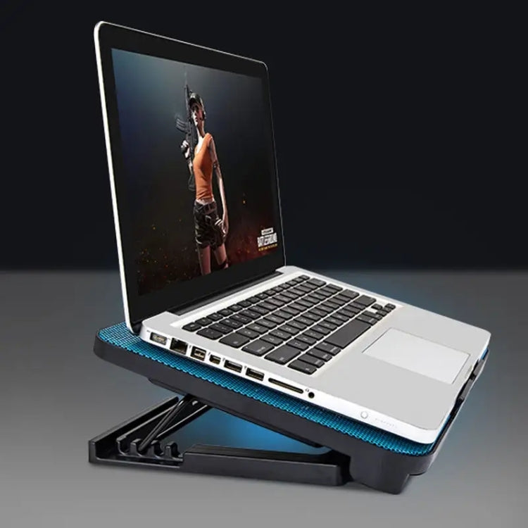 N99 USB Dual Fan Hollow Carved Design Heat Dissipation Laptop Cooling Pad
