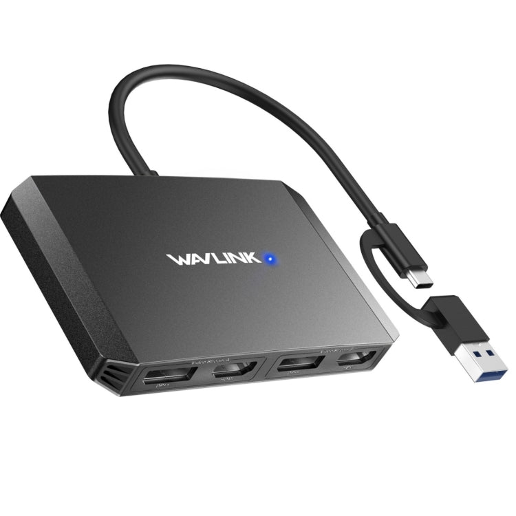 WAVLINK WL-UG69DH2 Dual Monitor USB+Type-C to Dual 4K HD DisplayPort Adapter Splitter