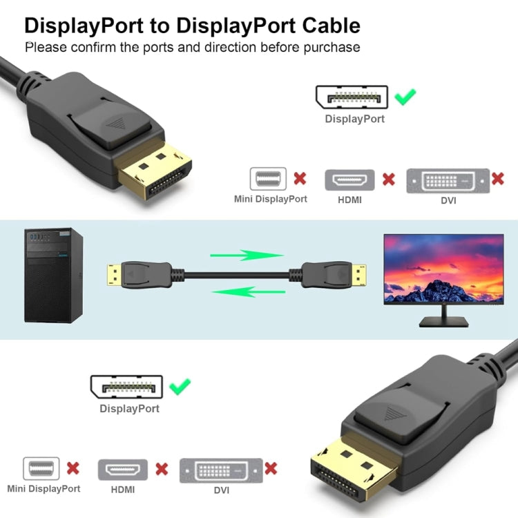 DisplayPort to DisplayPort Cable For Lenovo, Dell, HP, ASUS More, 4K, 2K