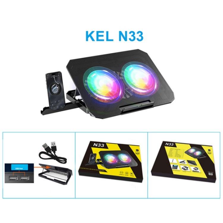 N33 RGB Dual Fans Cooling Pad Adjustable Height Laptop Stand with Phone Holder
