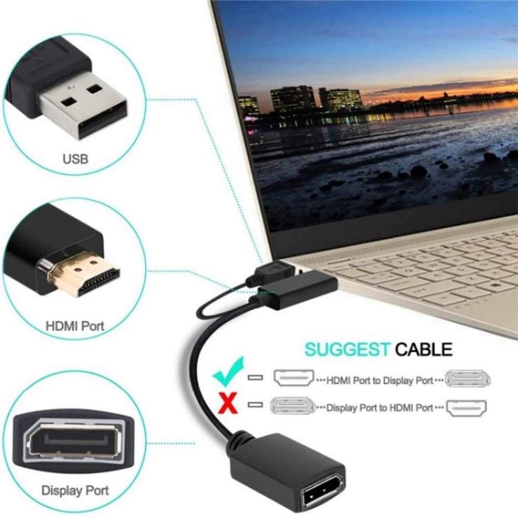 HD1 HDMI 2.0b Male to DP 1.4 Female Converter 4K 60Hz HDMI to DisplayPort Adapter Cable