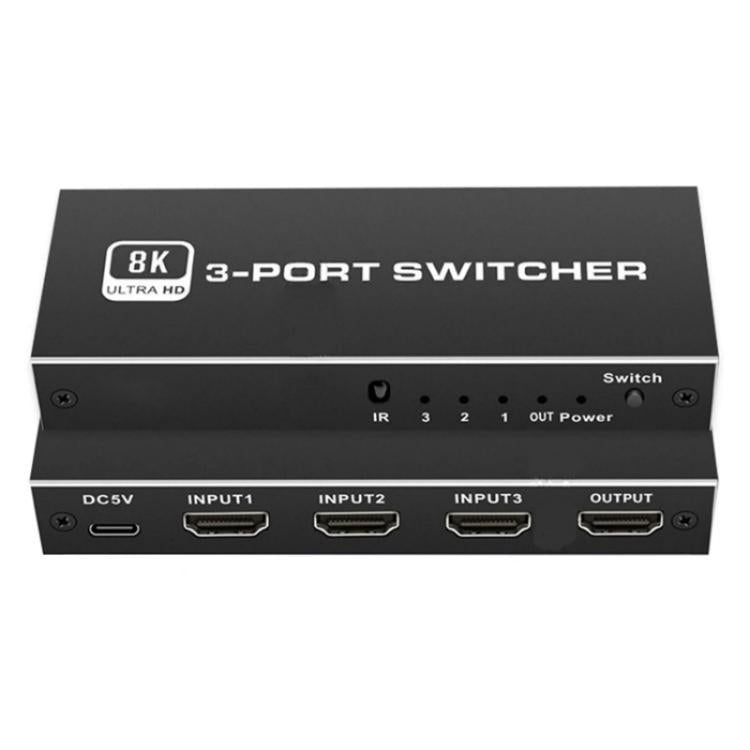 Q8Q3-3 Gaming Home Theater HDMI 2.1 Switch 3x1 8K 4K 120Hz HDR Audio Video Synchronizer
