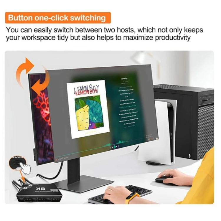 K1 2 Ports HDCP 2.3 RJ45 USB 3.0 Hubs Adapter 4K 120Hz HDMI 2.0b USB-C KVM Switch