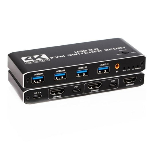 K2-1 Monitor Sharing 4K 60Hz KVM Switch 2 In 1 Out USB 3.0 HDMI 2.0 Remote Control Switcher