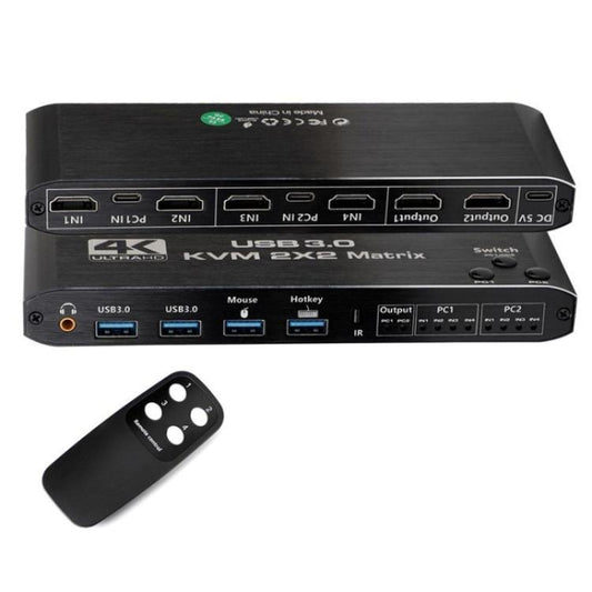 K3-1 4K 60Hz USB 3.0 Dual Screen Display Extender HDMI Matrix 2x2 KVM Switch