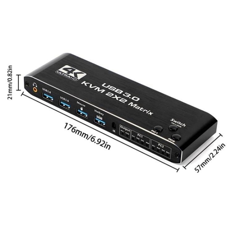 K3-1 4K 60Hz USB 3.0 Dual Screen Display Extender HDMI Matrix 2x2 KVM Switch