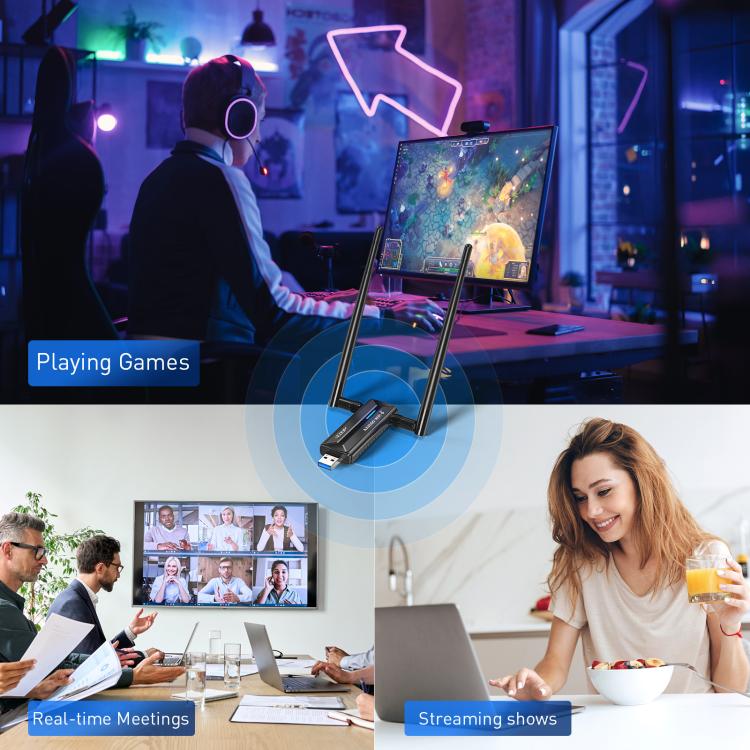 EDUP EP-AX1672 AX3000 USB 3.0 Wireless WiFi 6E Adapter 802.11g High Power Wireless USB Adapter 2.4GHz & 5GHz & 6GHz with Chipset MT7621AU