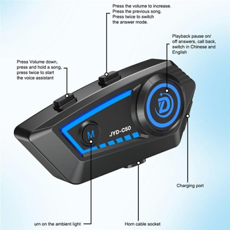 JYD-C50 Rhythm Light Motorcycle Helmet Wireless Bluetooth Music Headset