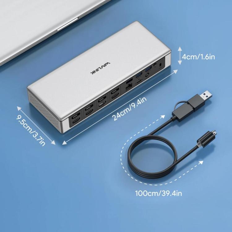 WAVLINK UG69PD12 DisplayLink Docking Station Quad  Monitors For Laptops M1 / M2 / Mac & Windows
