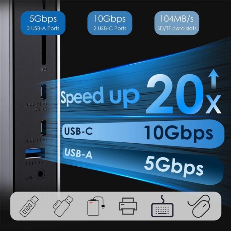 WAVLINK WL-UG69PD13Pro DisplayLink Docking Station 15 in 1 USB-C Hub for MacBook Laptop