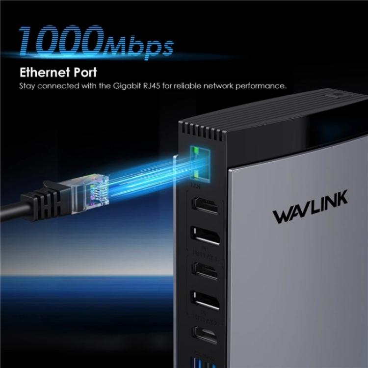 WAVLINK WL-UG69PD13Pro DisplayLink Docking Station 15 in 1 USB-C Hub for MacBook Laptop