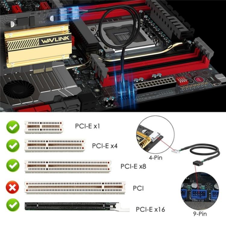 WAVLINK WN675X3-C WiFi 6E Pcie WiFi Network Card Adapter Triple Band AX210 AX5400