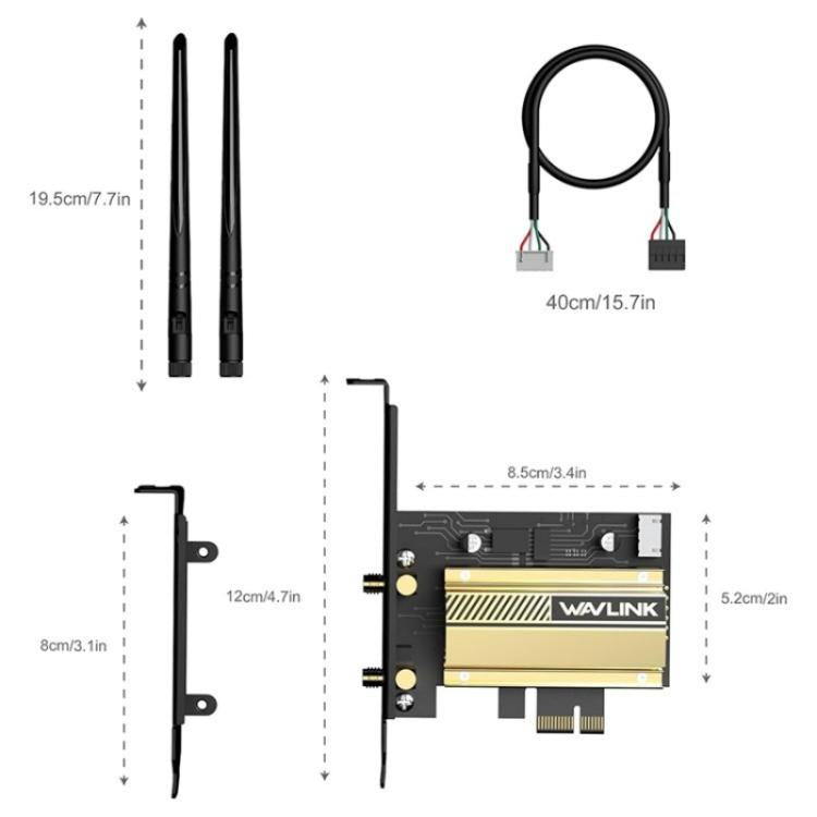 WAVLINK WN675X3-C WiFi 6E Pcie WiFi Network Card Adapter Triple Band AX210 AX5400