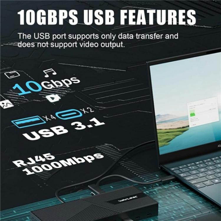 WAVLINK UG63PD25 15 in 1 DisplayLink Docking Station Support Triple Display 130W Power-in