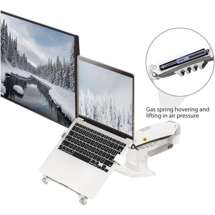 NORTH BAYOU F160-FP Tray Dual Arm Bracket Monitor Desk Mount Adjustable Laptop Holder