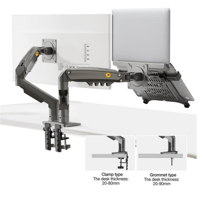 NORTH BAYOU F160-FP Tray Dual Arm Bracket Monitor Desk Mount Adjustable Laptop Holder