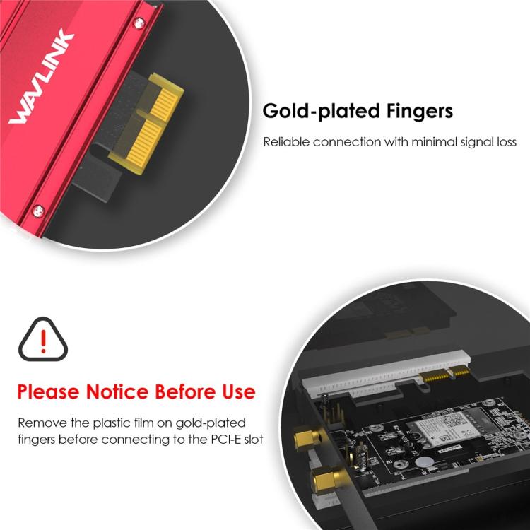 WAVLINK WN685BE3-B BE8800 2.4GHz 5GHz 6GHz WiFi 7 Tri-Band PCI-E Wireless Network Card