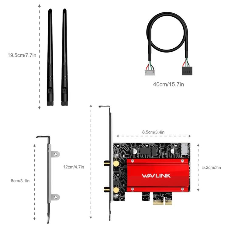 WAVLINK WN685BE3-B BE8800 2.4GHz 5GHz 6GHz WiFi 7 Tri-Band PCI-E Wireless Network Card