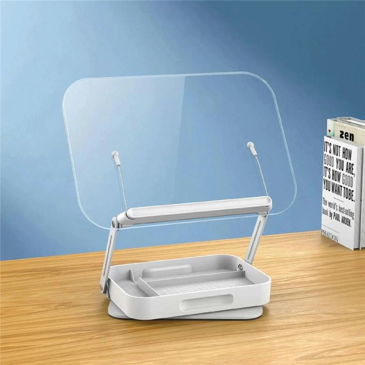 R22H Adjustable Rotating Foldable Laptop Tablet Book Holder Stand with Bottom Storage Box, R22H