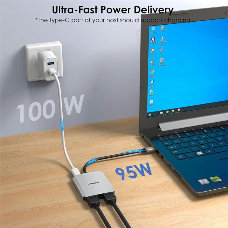 WAVLINK UMD320 With 100W Power Port Type-C to 4K HDMI + 8K HDMI Adapter