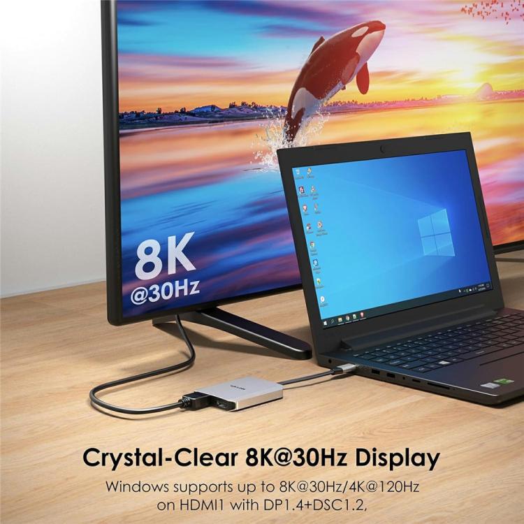 WAVLINK UMD320 With 100W Power Port Type-C to 4K HDMI + 8K HDMI Adapter