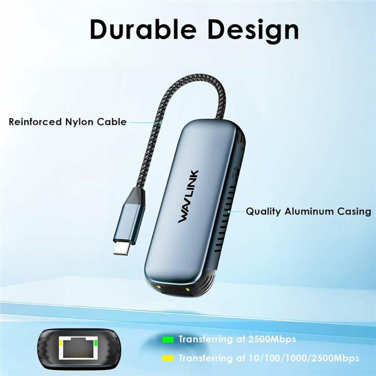 WAVLINK NWU330GD Support 95W PD Output USB-C to RJ45 2.5Gbps Network Converter