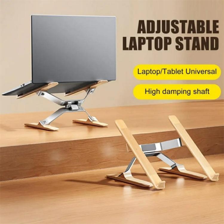 P70W Adjustable Height Solid Wood + Aluminum Alloy Cooling Stand for 14-16 inch Laptops, P70W