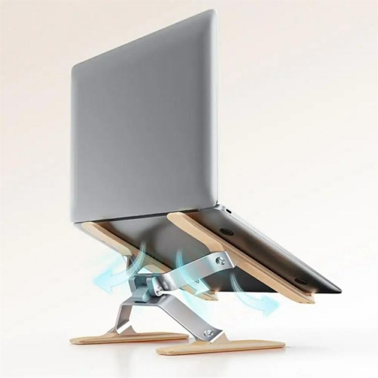P70W Adjustable Height Solid Wood + Aluminum Alloy Cooling Stand for 14-16 inch Laptops, P70W