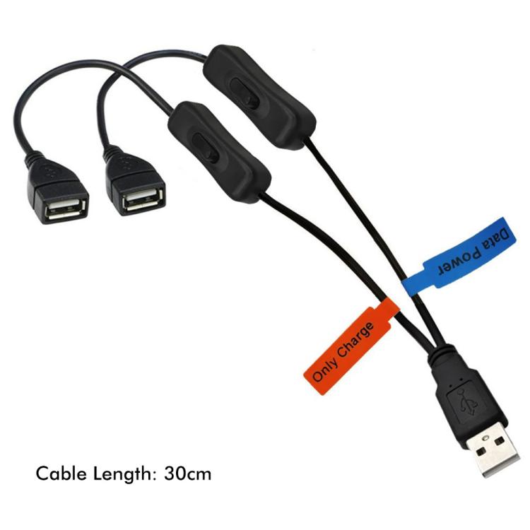 JUNSUNMAY USB 2.0 Male to 2 Dual USB Female Jack Y Splitter Hub Power Cord Extension Adapter with On/Off Switch