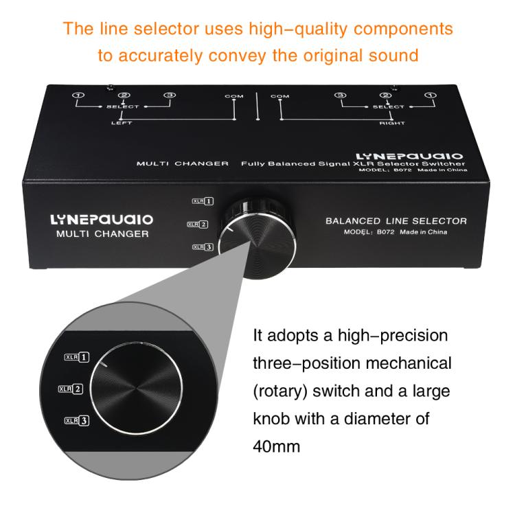 B072 3 Input 1 Output Fully Balanced Signal Selector 3-Channel Balanced Line Selector, No Need For External Power Supply Lossless Switching