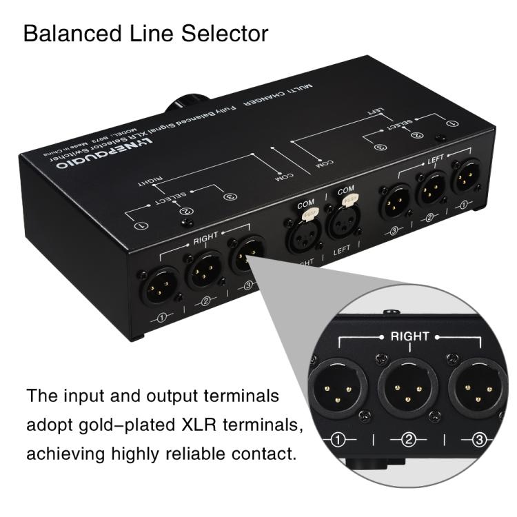 B073 1 Input 3 Output Fully Balanced Signal Selector 3-Channel Balanced Line Selector, No Need For External Power Supply Lossless Switching
